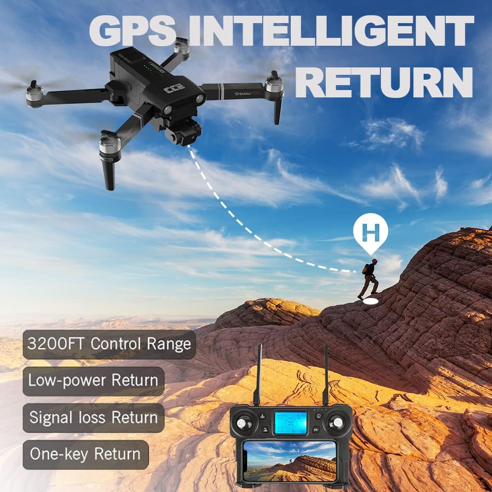 GPS Drones with EIS Camera 4K, 2-Axis Gimbal Foldable FPV RC Quadcopter with Flashlight and Arms Lights, Brushless Motor, 30-min Flight Time, Carrying Case O449166