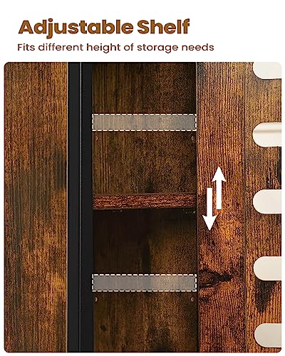 Black Bathroom Storage Cabinet with 4 Wheels and Adjustable Shelf W35497