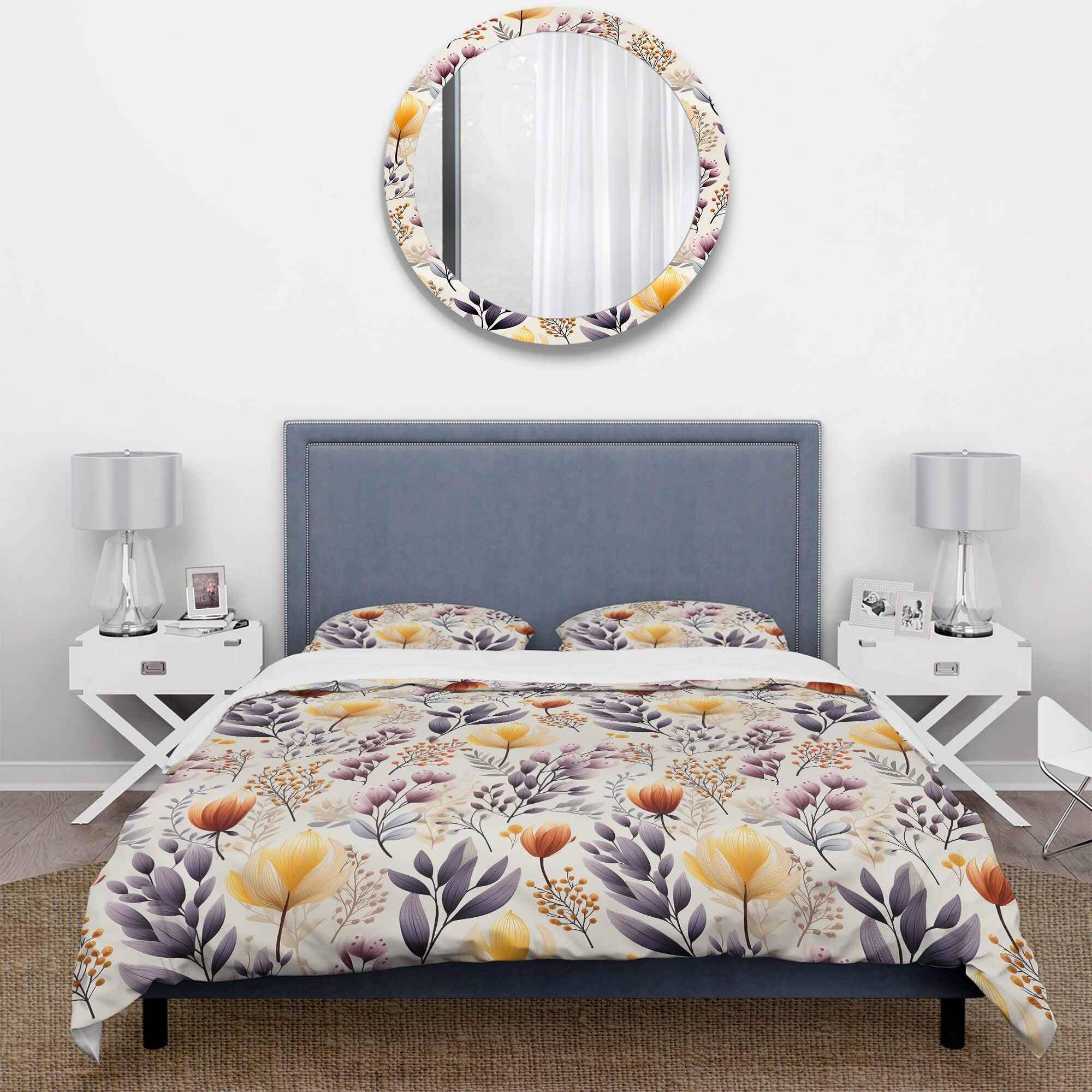 Yellow Floral Bedding Comforter Set with 2 Shams Twin D993