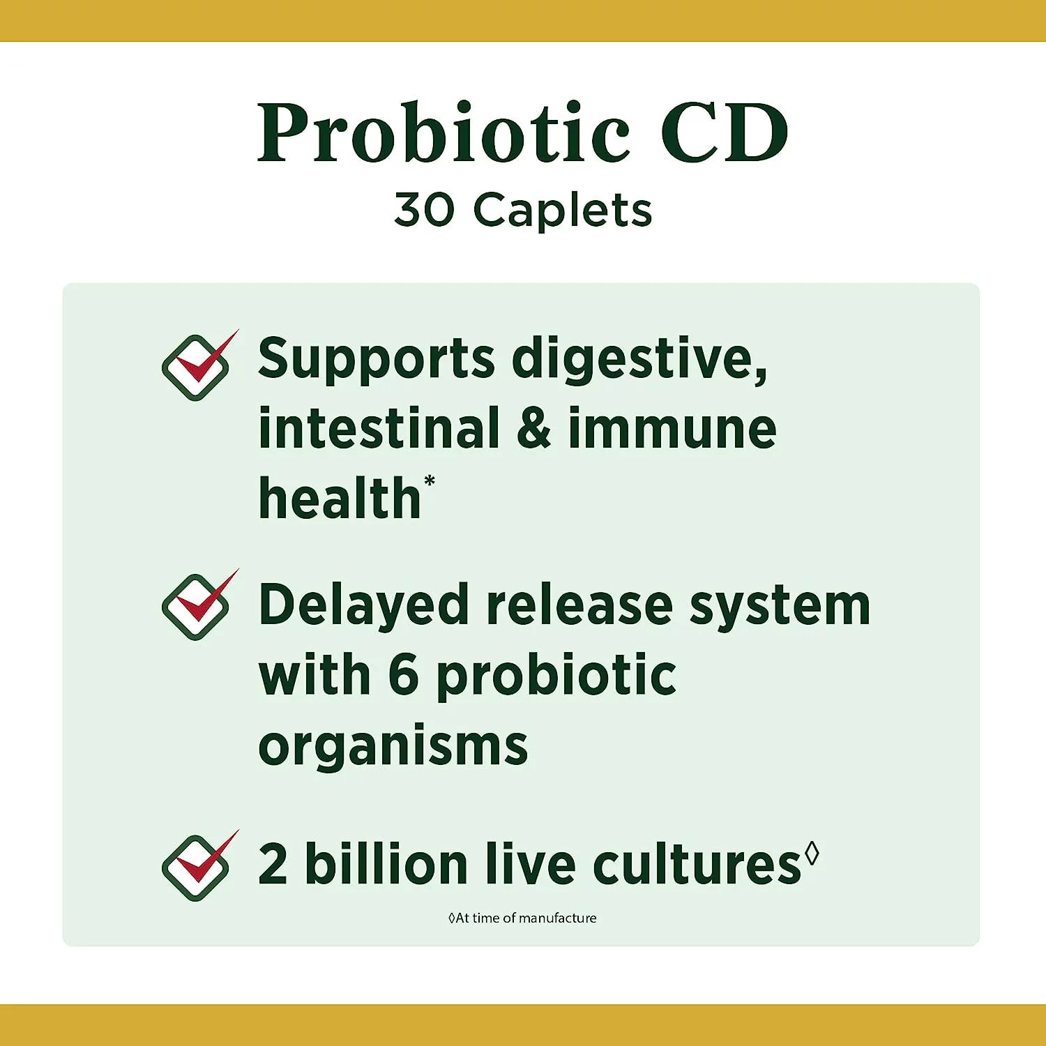 Controlled Delivery Probiotic Dietary Supplement, 30 Caplets Y615