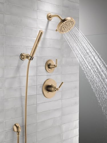 3-Setting Gold Shower System Including Shower Head, Handheld Shower, Shower Handle, Shower Diverter and Shower Valve Kit, Champagne Bronze O37532