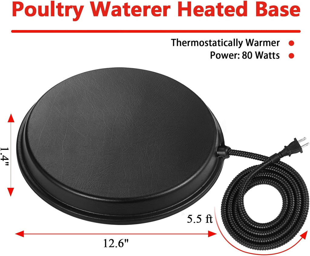 Chicken Waterer Heater 80 Watts Heated Base for Metal Poultry Founts O830