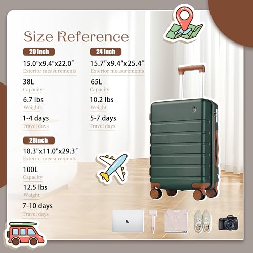 20 Inch Hardside Carry-on Luggage with Spinner Wheels and TSA Lock Q28027