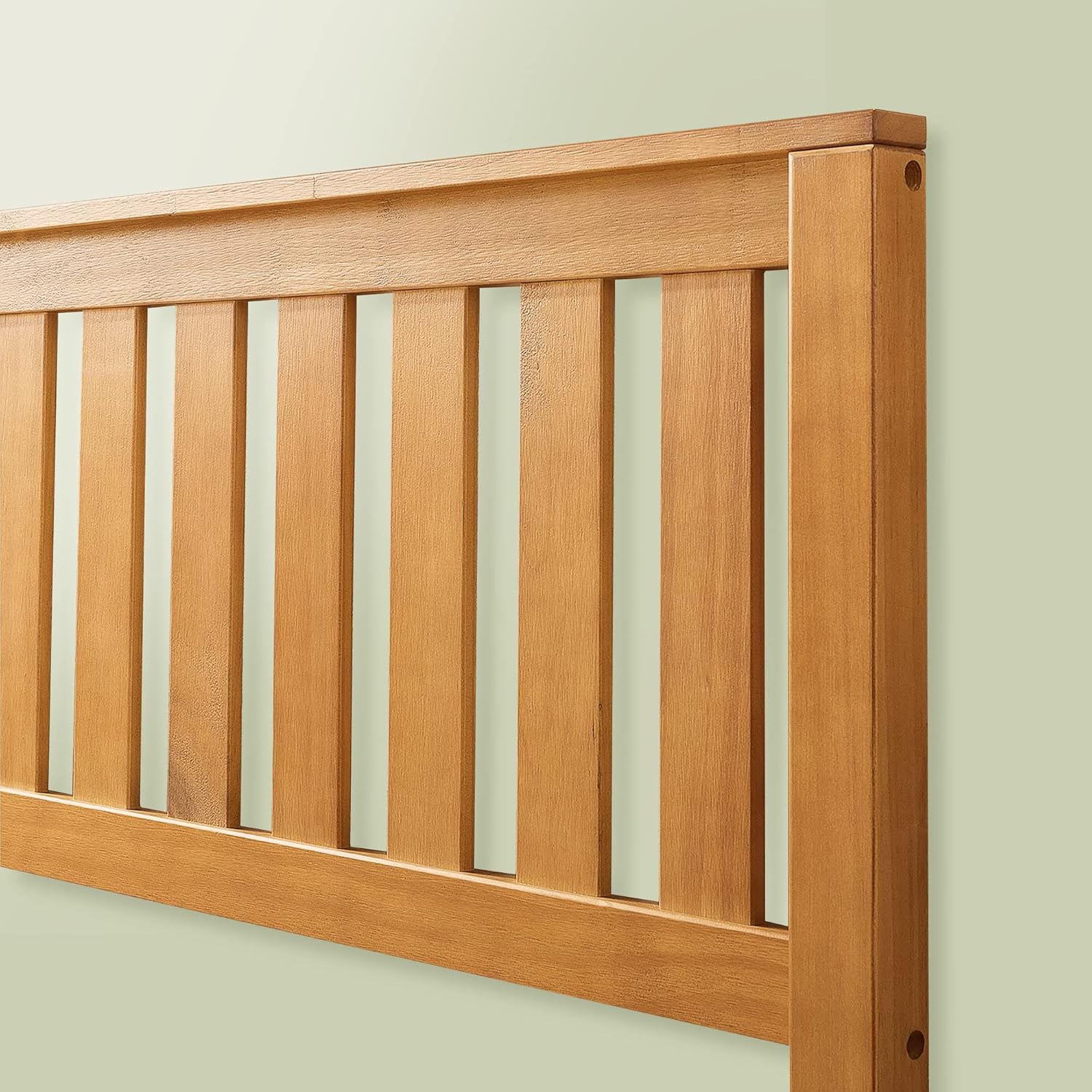 Rustic Pine Twin Wood Platform Bed Frame with Headboard R7938