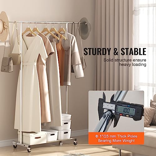 Heavy Duty Double Hanging Rod Clothing Rack with Bottom Storage Area, 600 lbs Load Capacity O751001