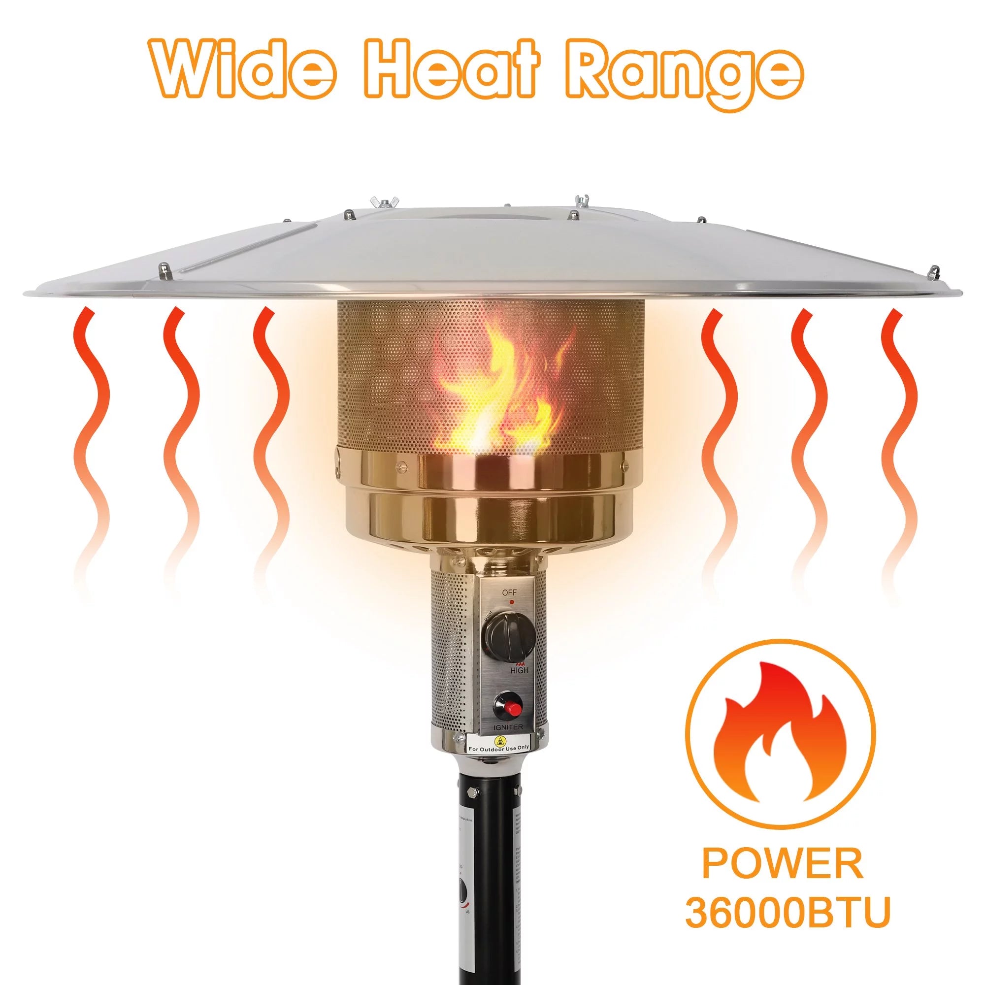 87 High Propane Patio Heater with Wheels V804
