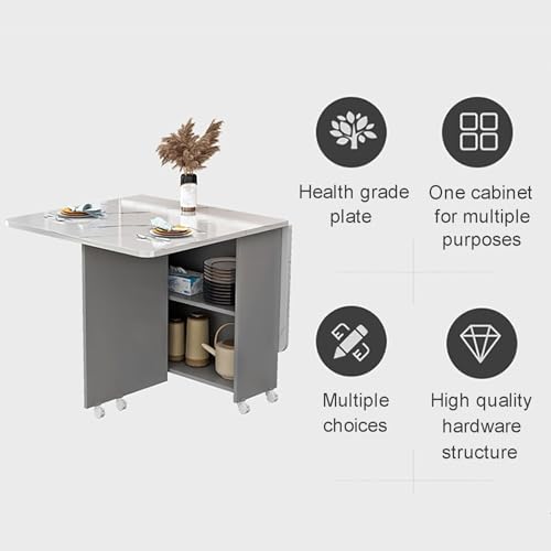 Mobile Folding Dining Table with Wheels and Storage Racks D327