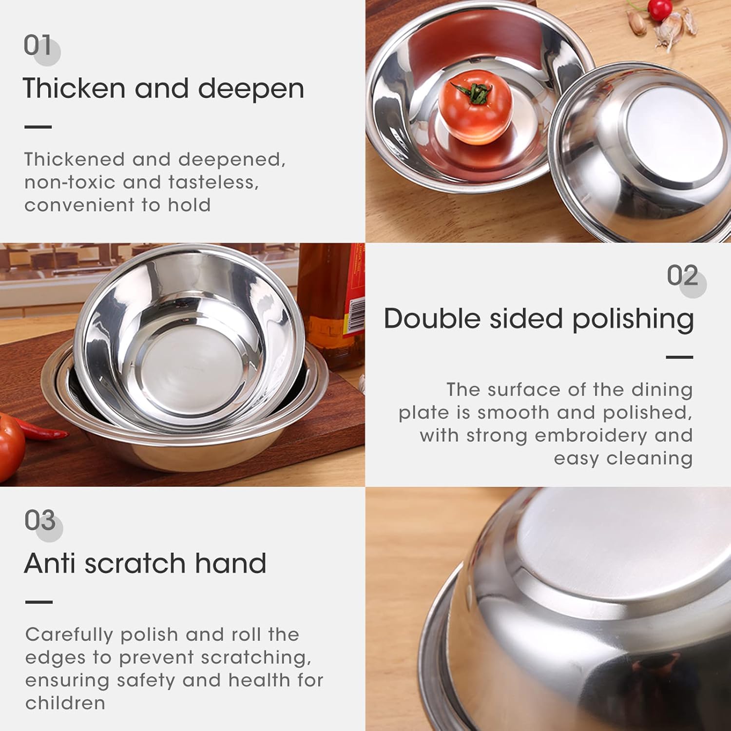 3 Quart Set of 3 Stainless Steel Mixing Bowl E962210