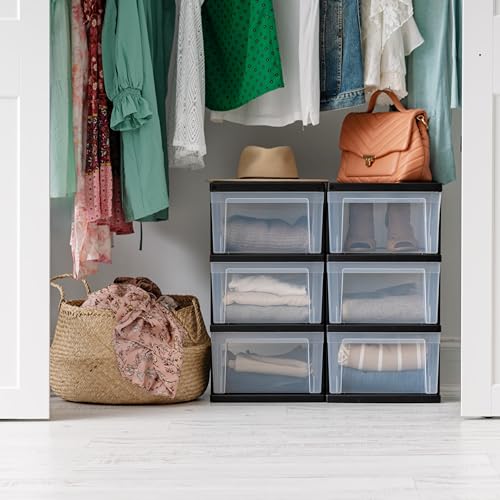 Black/Clear 3-Drawer 2-Pack Plastic Drawer Storage Organizer Y6038