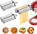 Pasta Attachment for KitchenAid Mixer, 3Pcs Pasta Sheet Roller, Spaghetti Fettuccine Cutter B37005