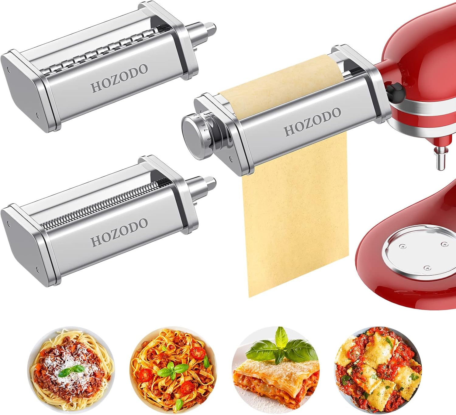 Pasta Attachment for KitchenAid Mixer, 3Pcs Pasta Sheet Roller, Spaghetti Fettuccine Cutter B37005