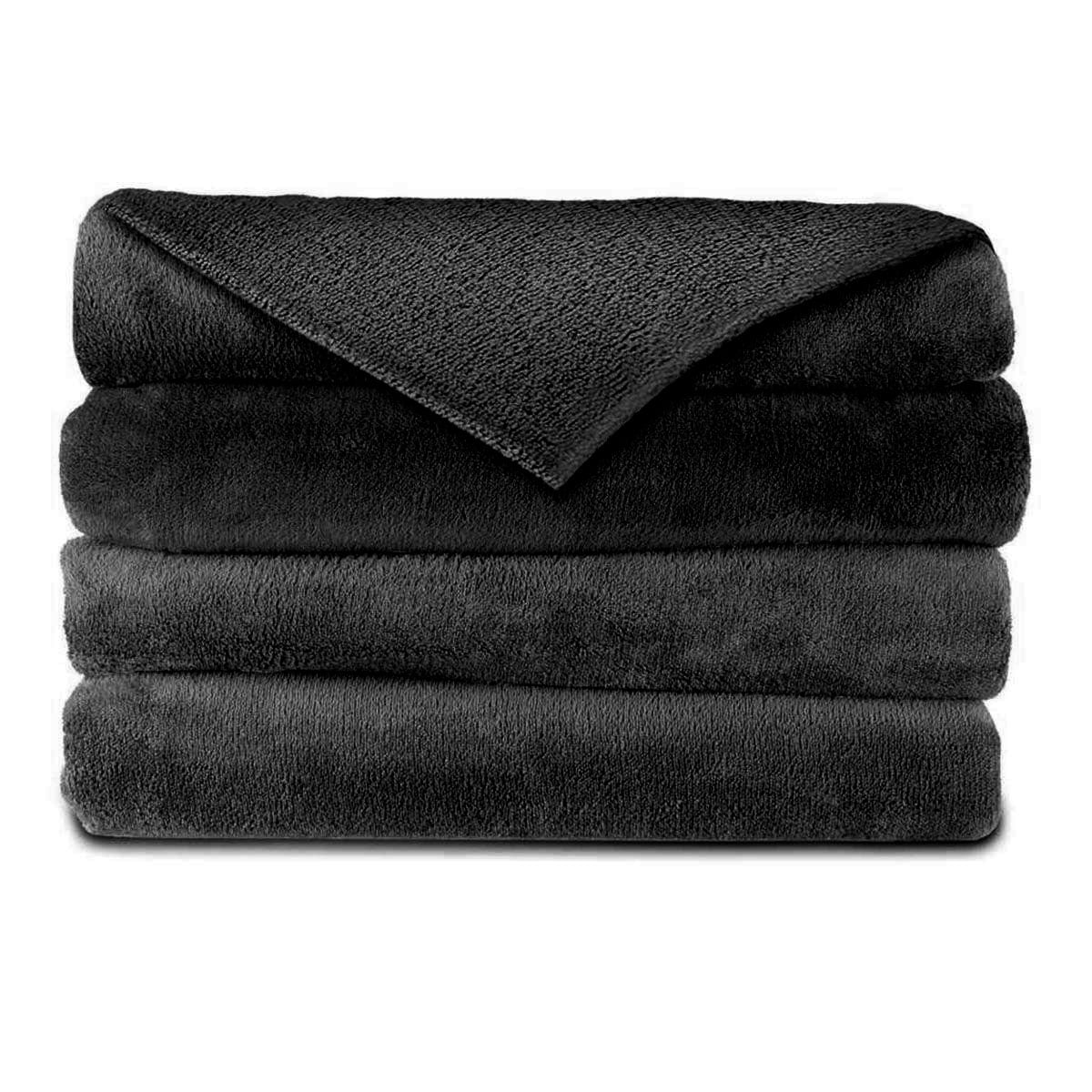 Charcoal Gray Electric Heated Velvet Throw Blanket L2628