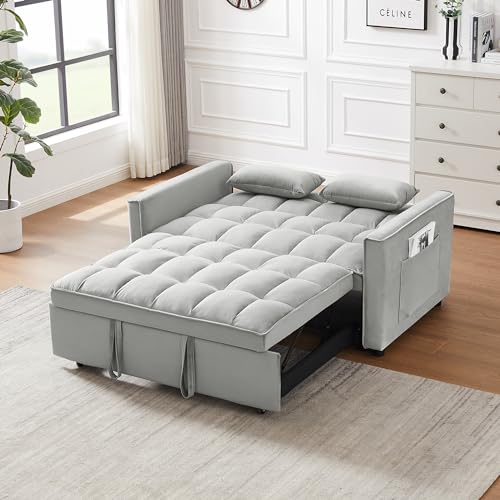 Black Velvet Convertible Sleeper Sofa with Pullout Bed M857