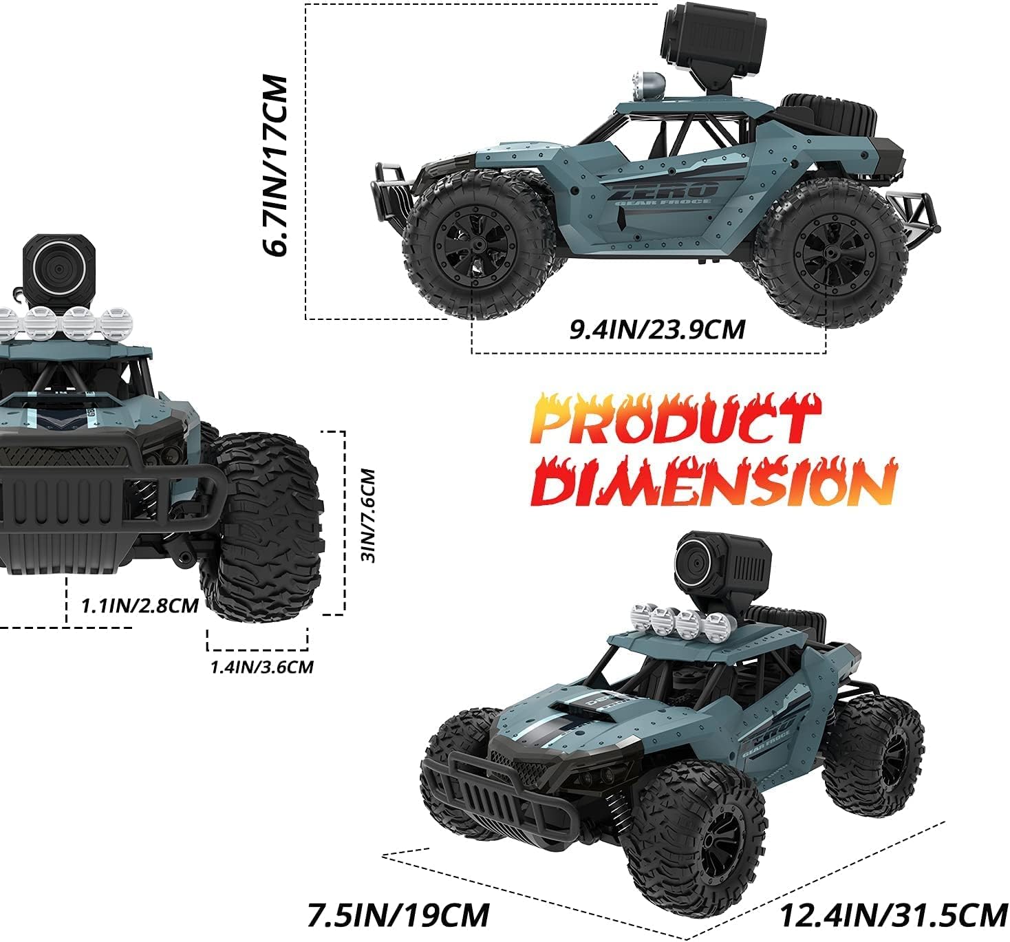 1/16 Scale Remote Control Car with 720P HD FPV Camera and 2 Batteries R98627