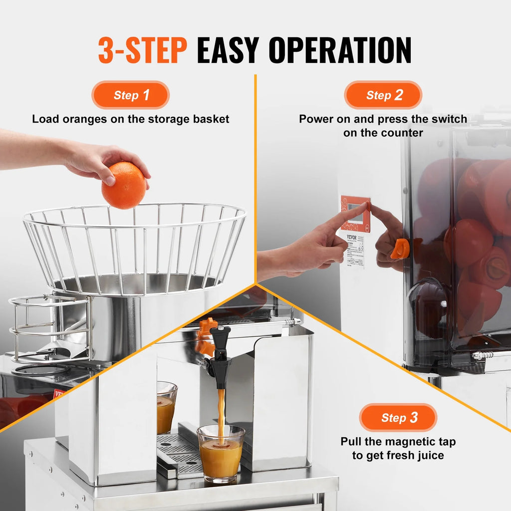 120W Commercial Orange Juicer Machine Automatic Juice Squeezer Extractor H584755