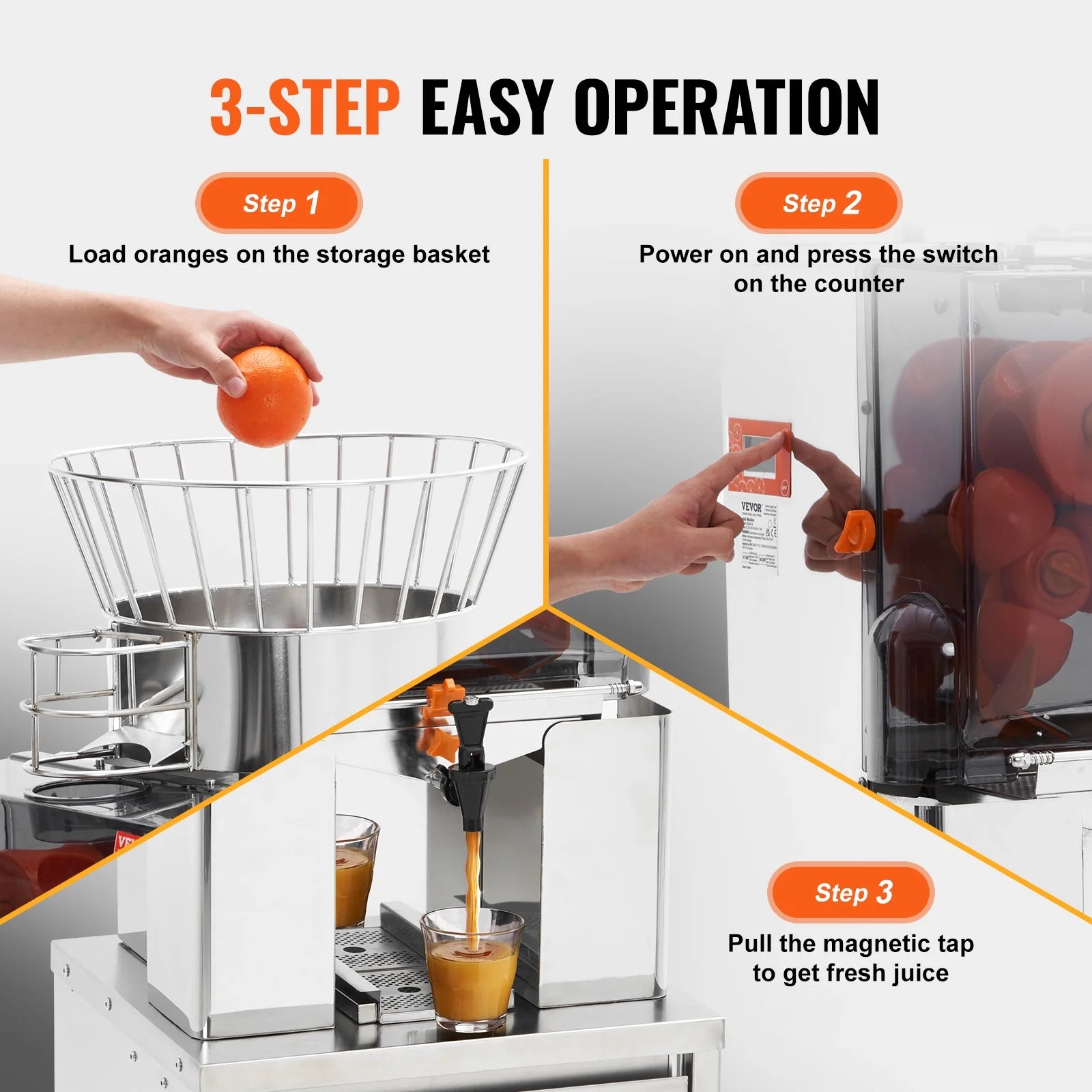 120W Commercial Orange Juicer Machine Automatic Juice Squeezer Extractor H584755