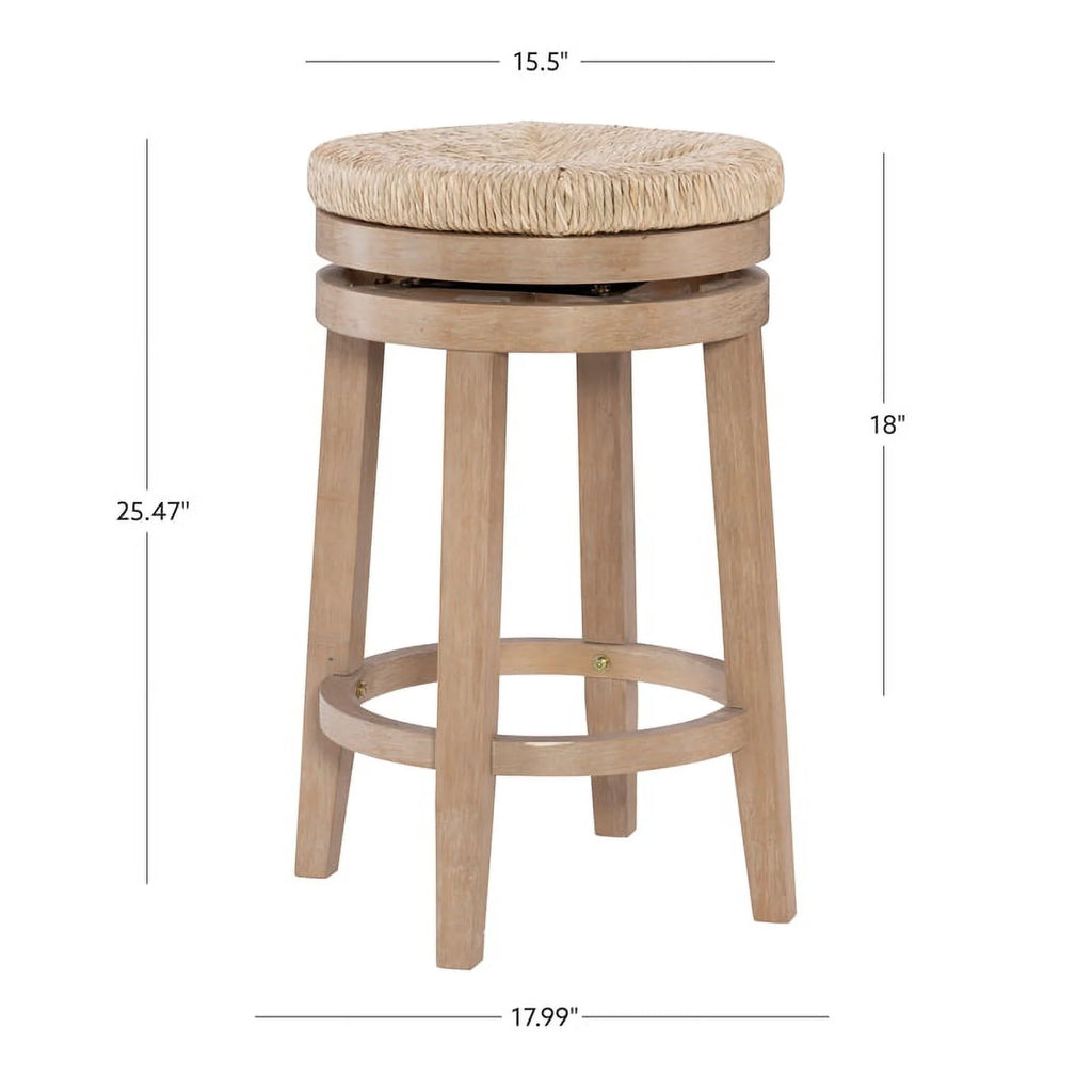Natural Brown Wood Swivel Counter Stool Q447659