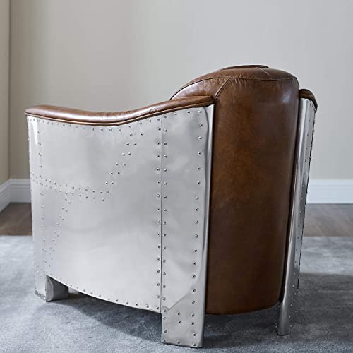 Lightbrown Genuine Leather Accent Arm Chair H428185