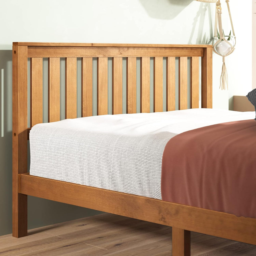 Rustic Pine Twin Wood Platform Bed Frame with Headboard R7938