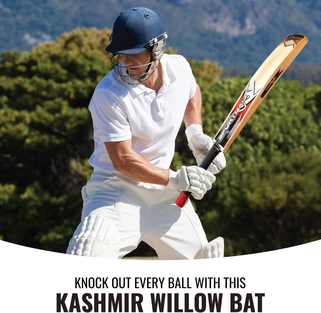 Wooden Kashmir Willow Cricket Bat with Foam-Padded Bag Y496