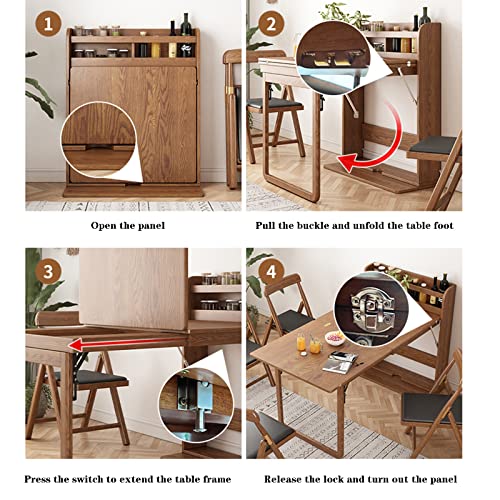 Wall Mounted Wooden Extendable Dining Table with Storage Shelf R624592