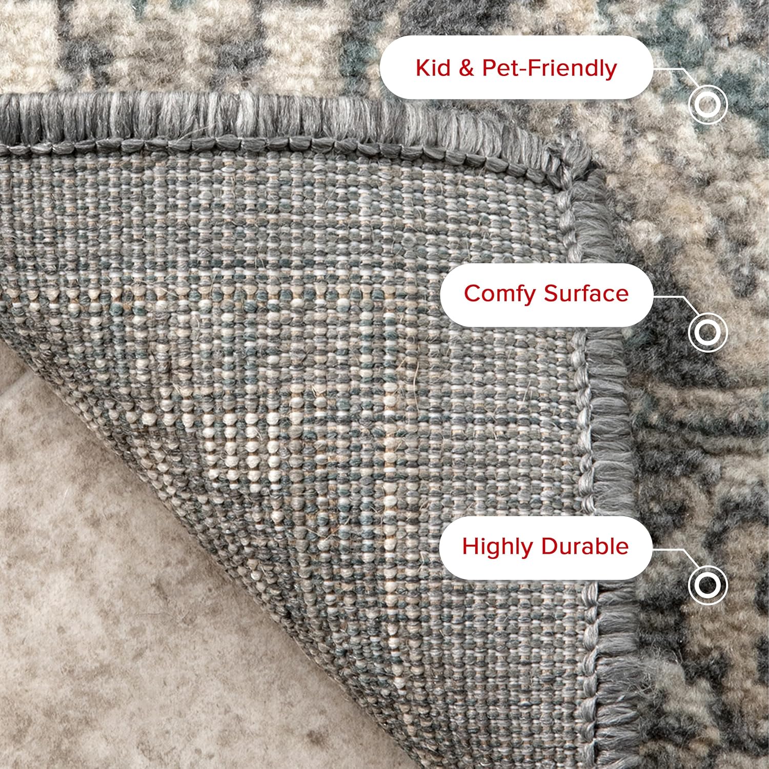 Charcoal 5x8 Stain Resistant Area Rug V7789