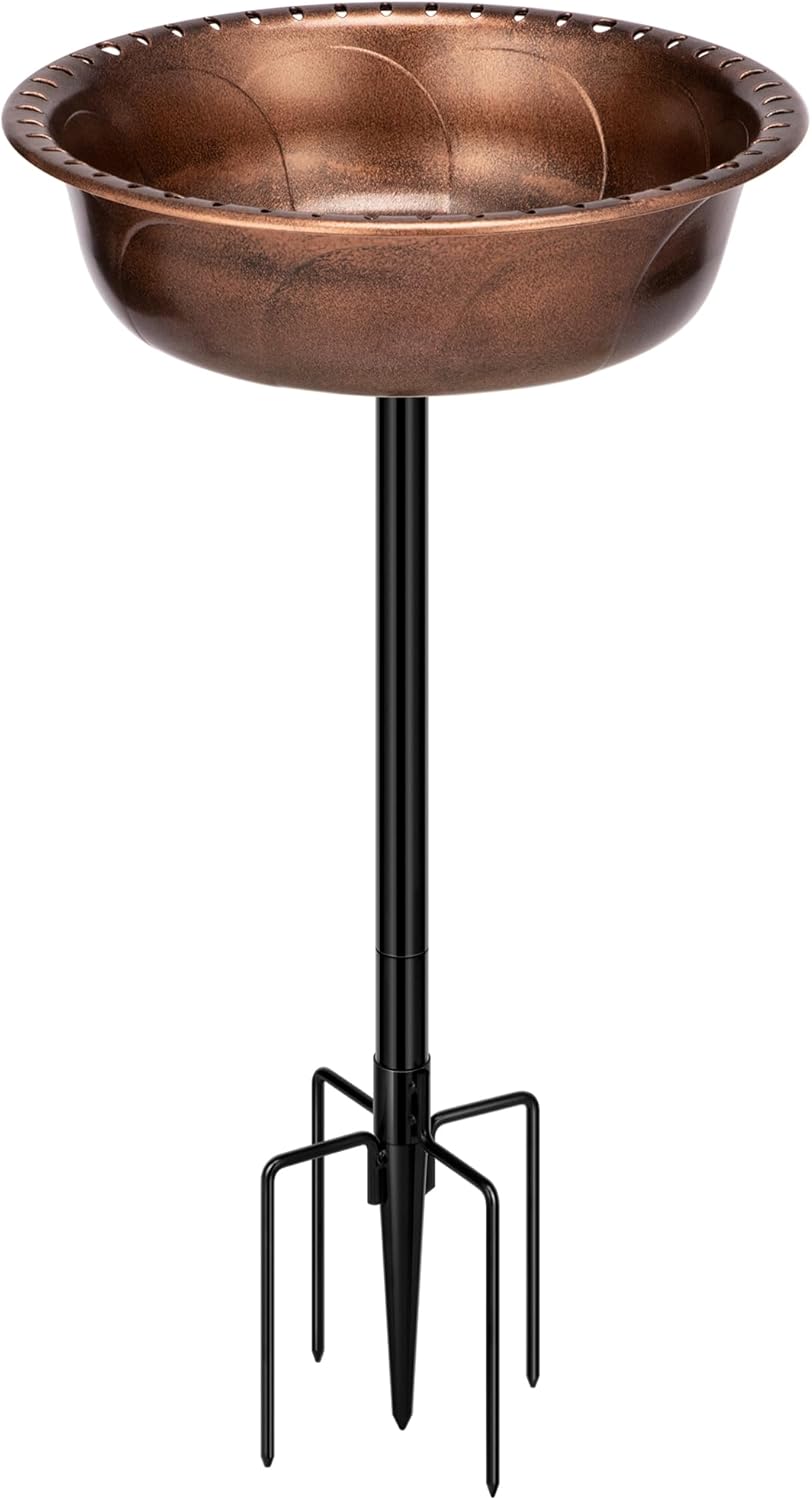 29 Inch Polyresin Bird Bath Bowl with Metal Stake T851