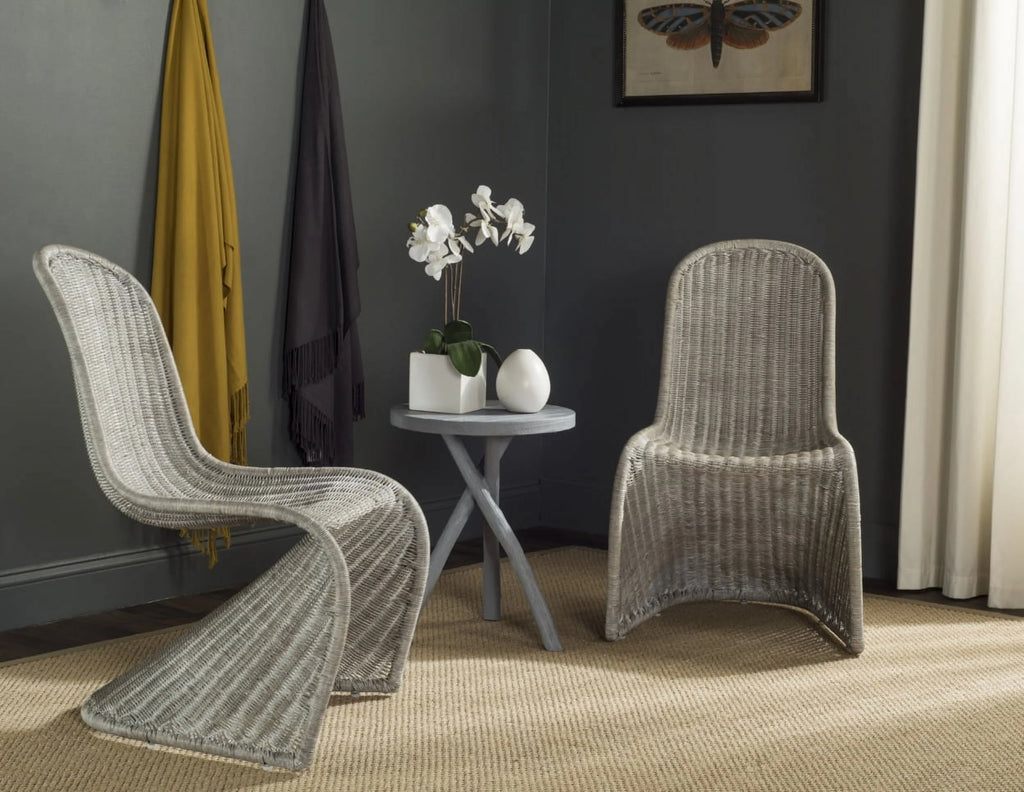 Antique Grey Wicker Side Chair O738813