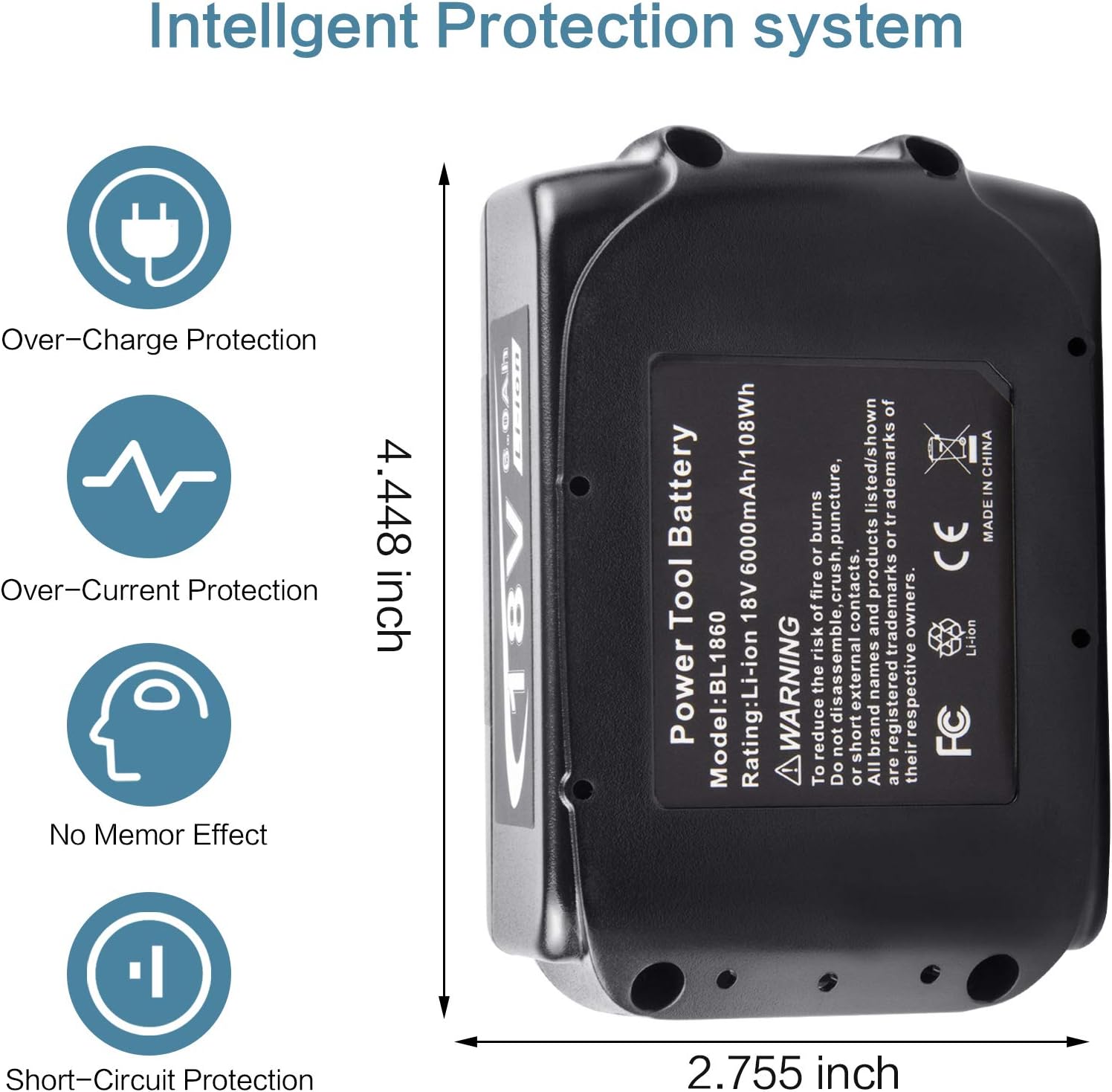 18V 6000mAh Lithium Battery with LED Indicator N278