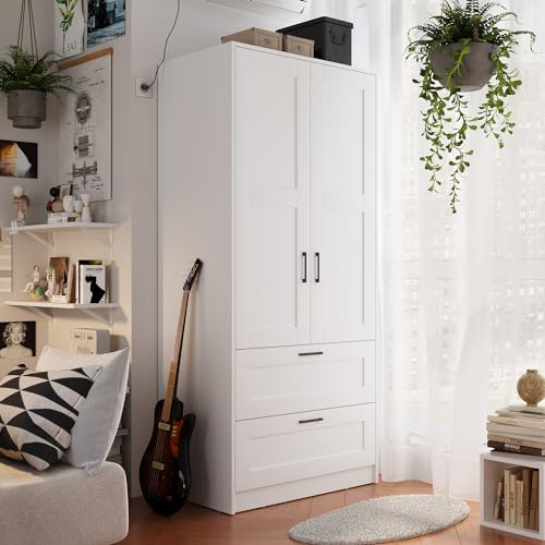 Wood Wardrobe Closet with 2 Doors and Drawers B365437