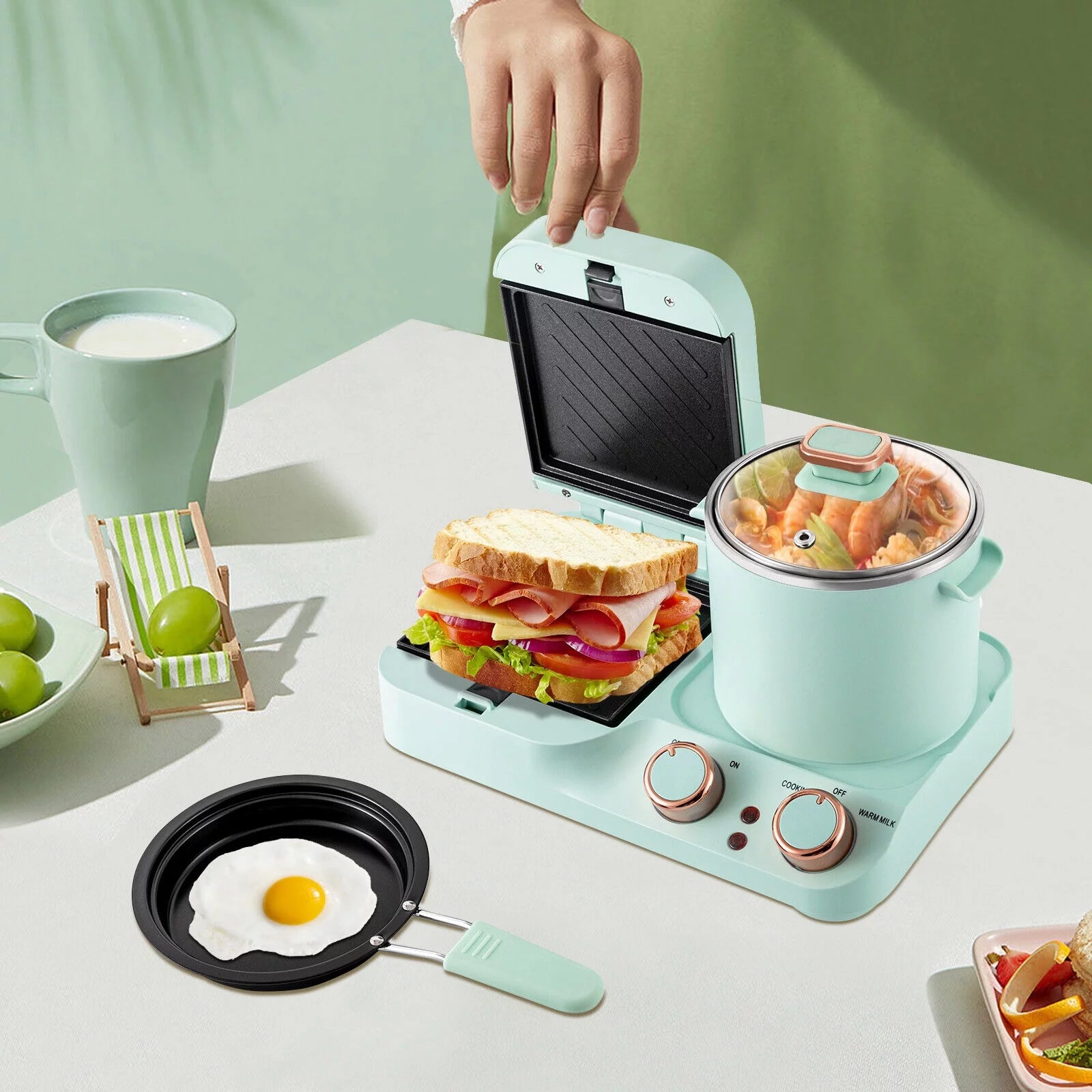 Non-stick Electric Breakfast Station Toaster Sandwich Machine V551