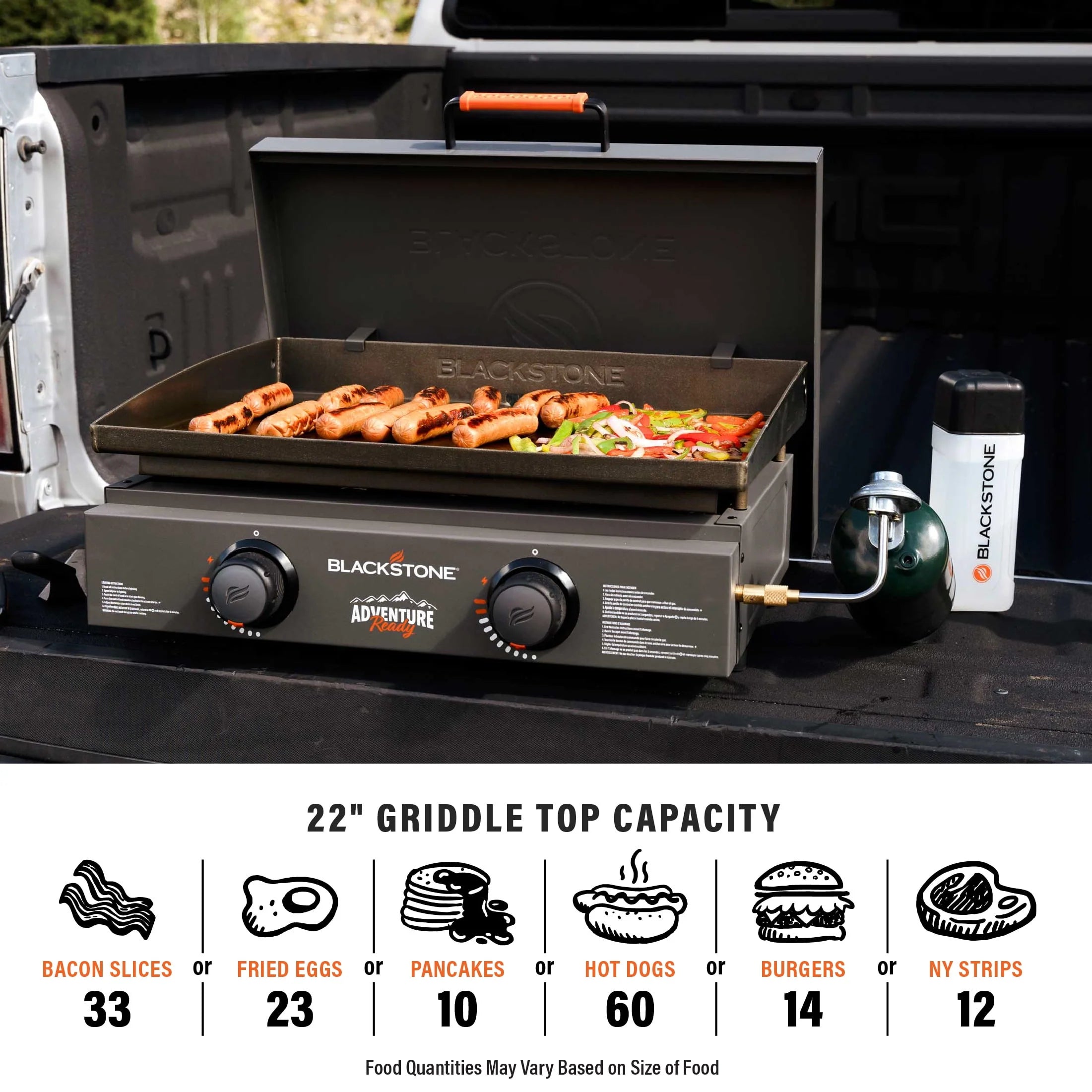 Black 2-Burner 22 Propane Griddle with Hard Cover K83932