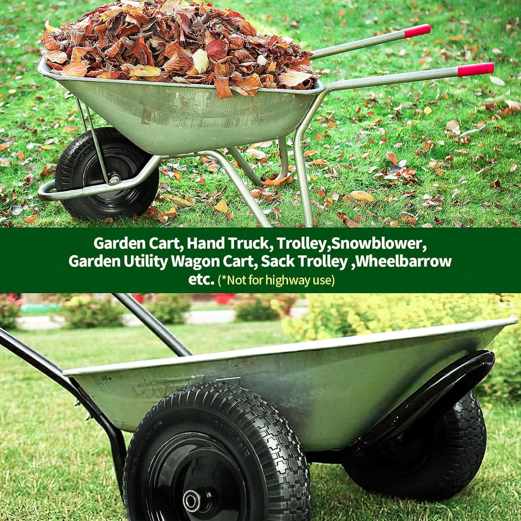 Flat Free Solid Wheelbarrow Tire with 3/4 & 5/8 Wheel Bearing 3" Hub V146074