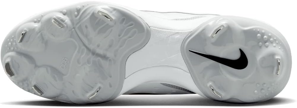 White Gray Size 8 Medium Baseball Cleats D1289