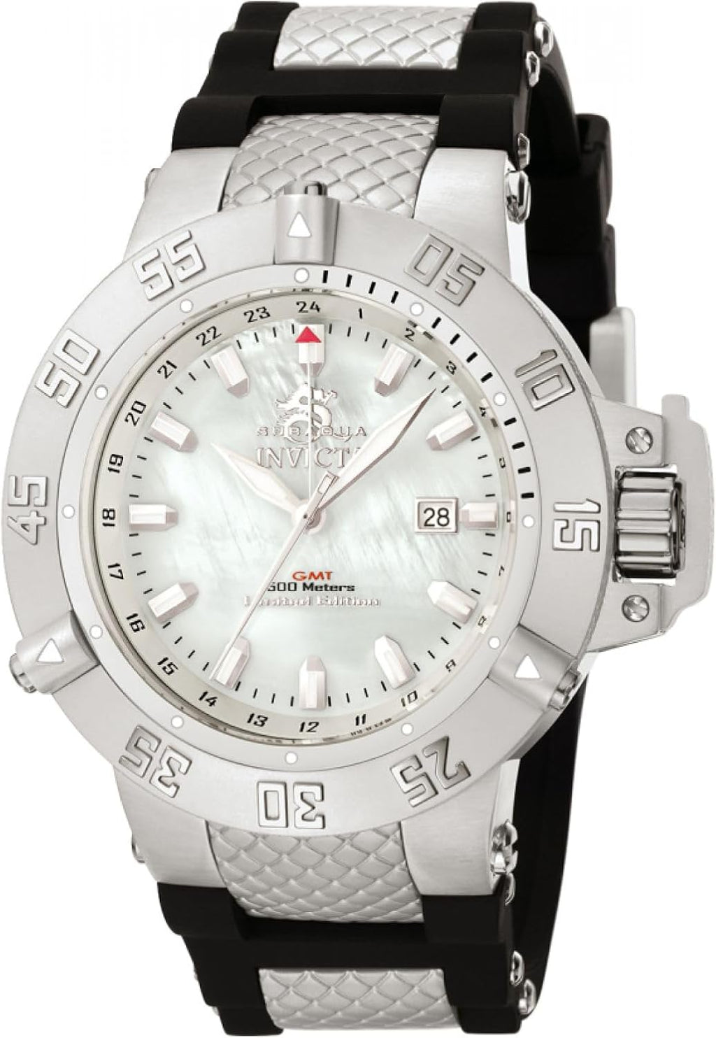 White Mother-Of-Pearl Black Rubber Watch Y5869
