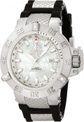 White Mother-Of-Pearl Black Rubber Watch Y5869