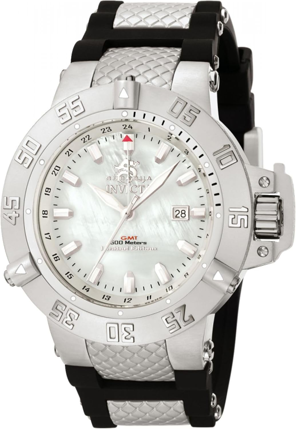 White Mother-Of-Pearl Black Rubber Watch Y5869
