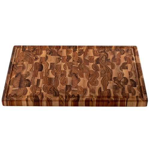 Teak Wood End Grain Cutting Board With Juice Groove P7012