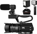 4K HD 48MP 60FPS 30X Digital Zoom Video Camera with LED Fill Light Camcorder 4500mAh Battery, Remote Control, Handheld, Microphone and 64G SD Card B503