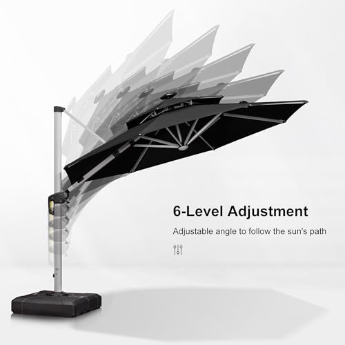 Navy Blue 10ft Cantilever Umbrella with LED lights B935268