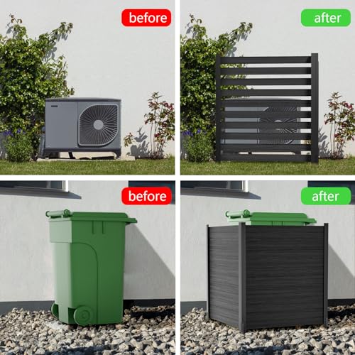 38"W x 42"H Air Conditioner Fence Panels, 2 Panels Privacy Fence with Metal Stake, Wood S60044