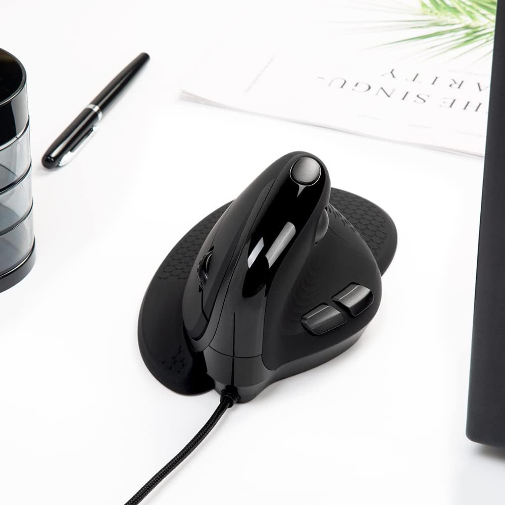 Wired Ergonomic Vertical Mouse with Thumb Wheel, 6 Programmable Buttons, 4000 DPI, Removable Wrist Rest B877