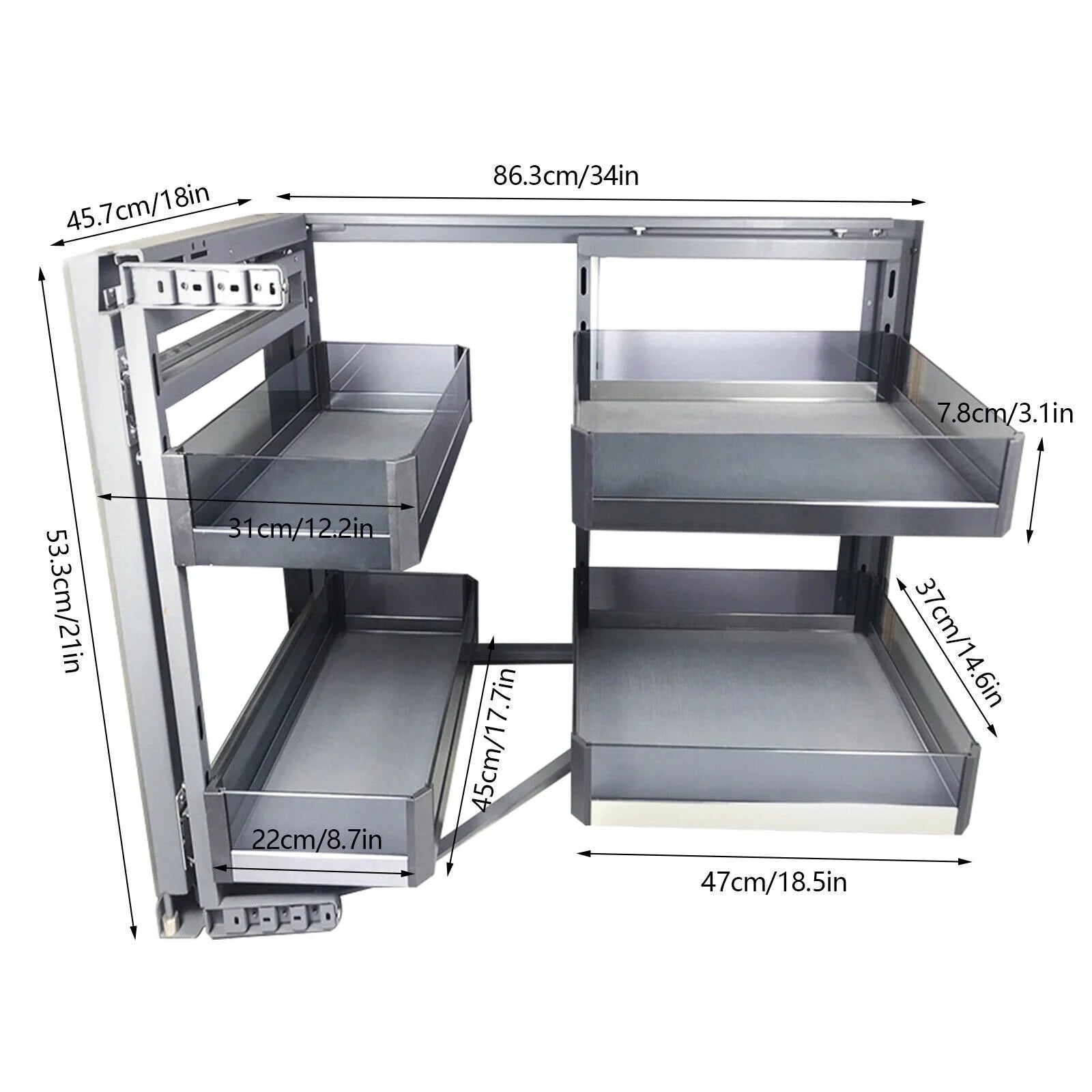 Blind Corner Cabinet Pull Out 2 Tiers Swing Tray Soft Close Z5922
