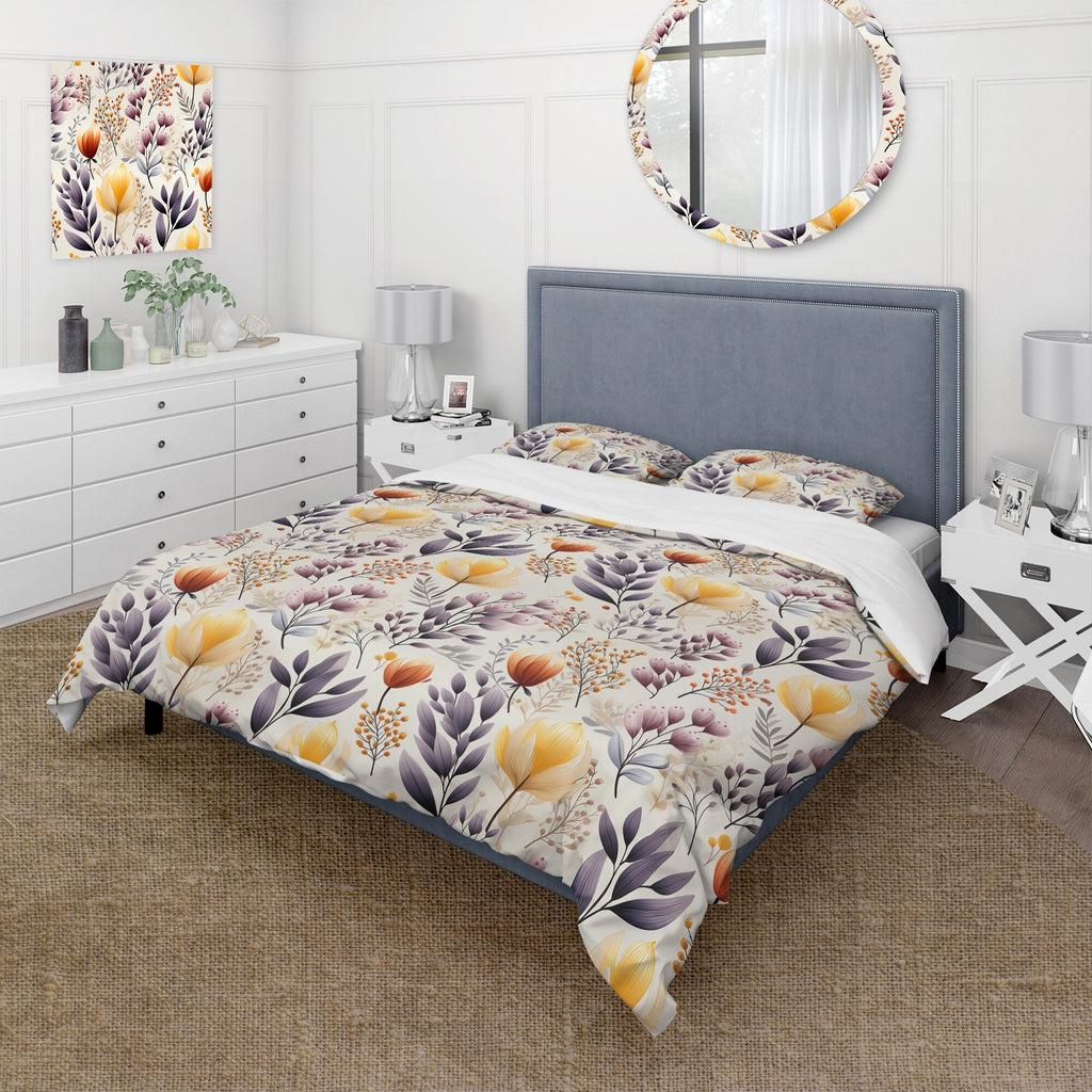Yellow Floral Bedding Comforter Set with 2 Shams Twin D993