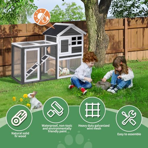 48" Wood Rabbit Hutch with Run S928544