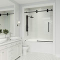 Matte Black Frameless Sliding Rectangle Tub Door with Clear Tempered Glass and Stainless Steel Hardware Q92163