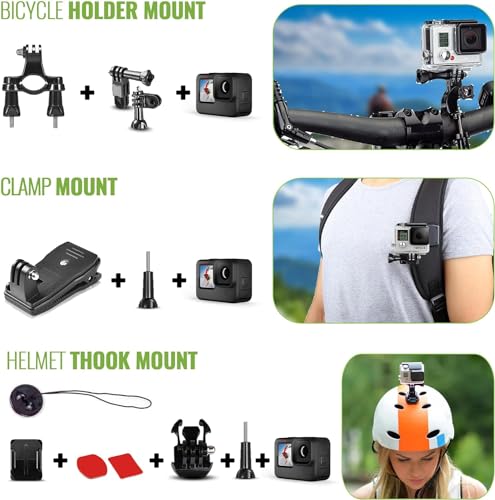 Waterproof Action Camera with 5.3K HDR Video, 27MP Photos, 64GB Card & 50 Piece Accessory Kit D9360