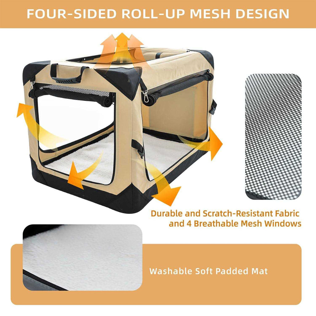 Collapsible Dog Crate with Chew Proof Mesh Windows M873