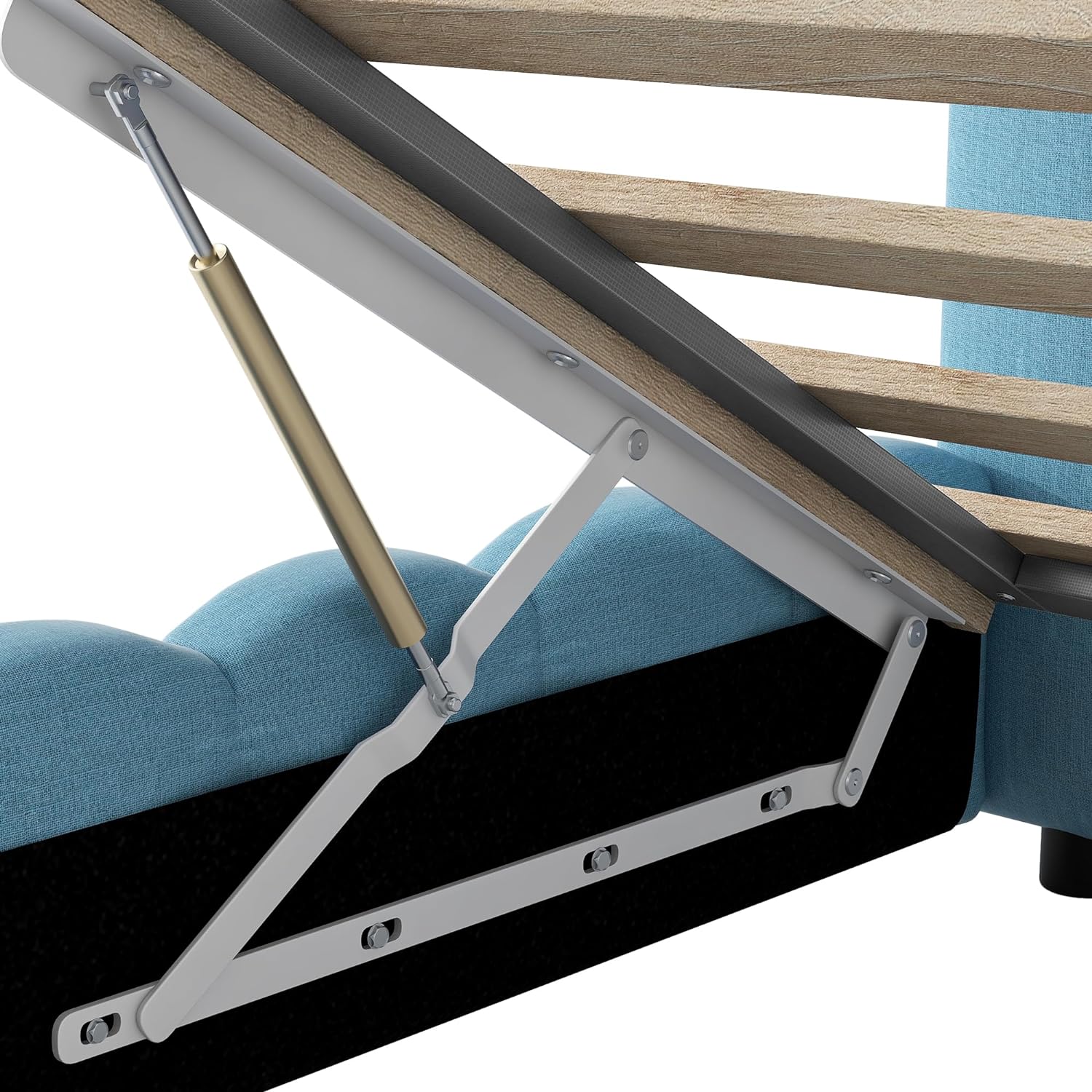 Queen Size Upholstered Storage Bed Frame with LED Headboard S8954