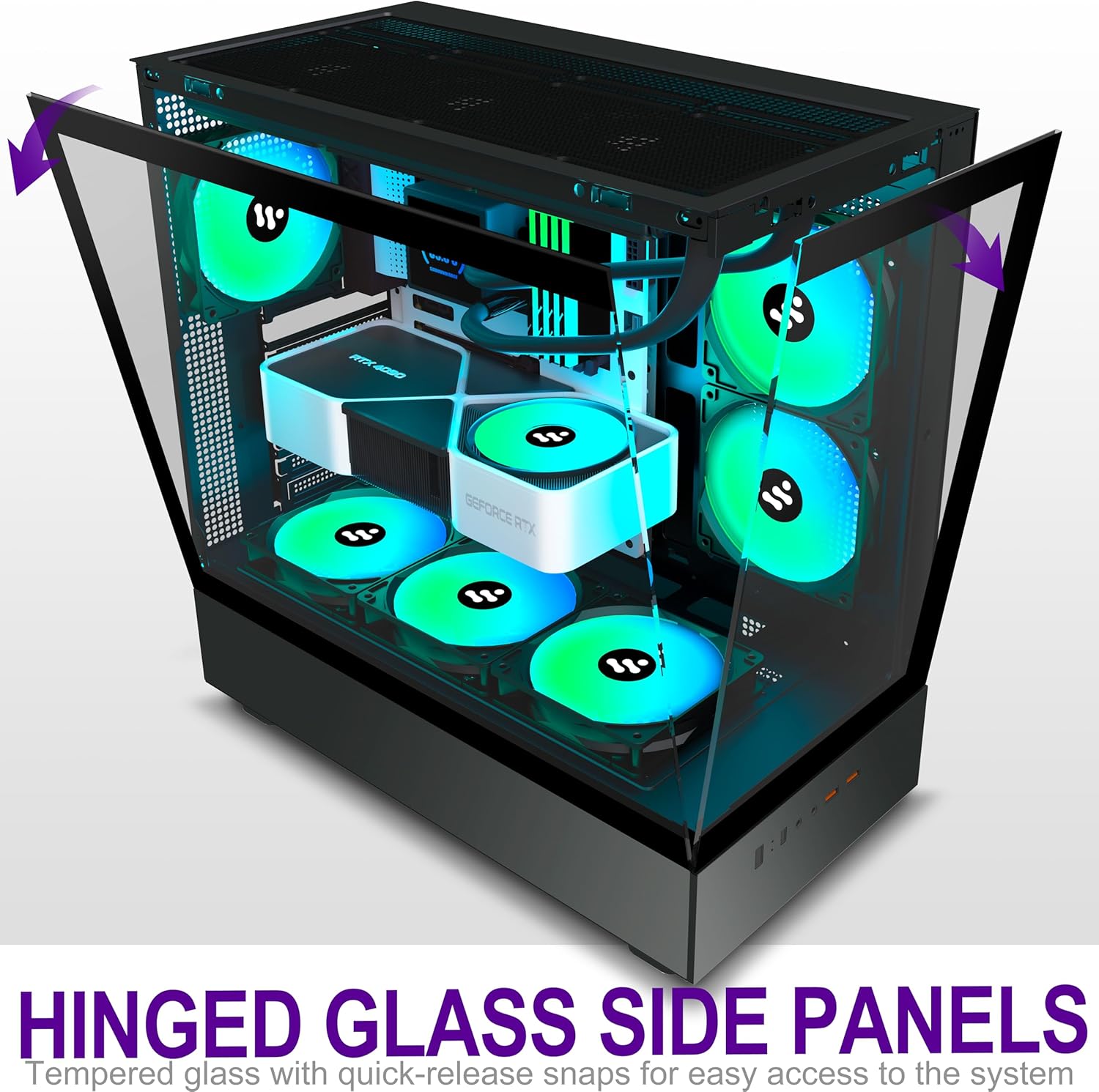 Black PC Case with ARGB Fans T4410